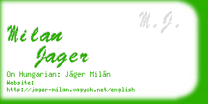 milan jager business card
