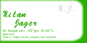 milan jager business card